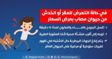 السعار قاتل.. وزارة الصحة تصدر دليل الإسعافات الأولية عند عقر الحيوانات
