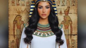 بالزي الفرعوني.. هدى المفتي تلفت الأنظار في حفل افتتاح المتحف المصري